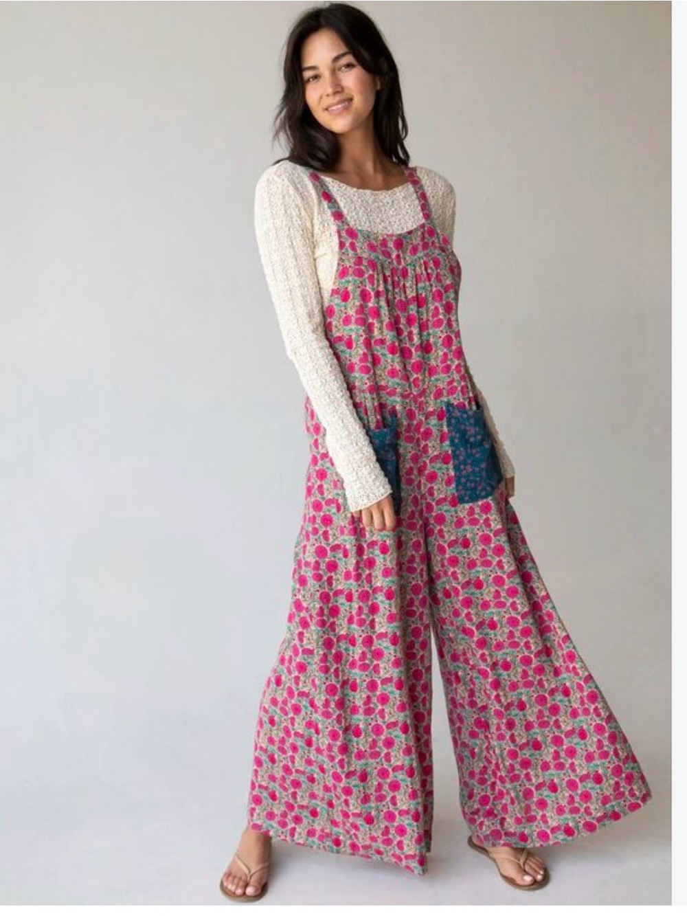 Natural Life Dakota Tie Overall Jumpsuit Colorful Whimsical Boho Cottagecore